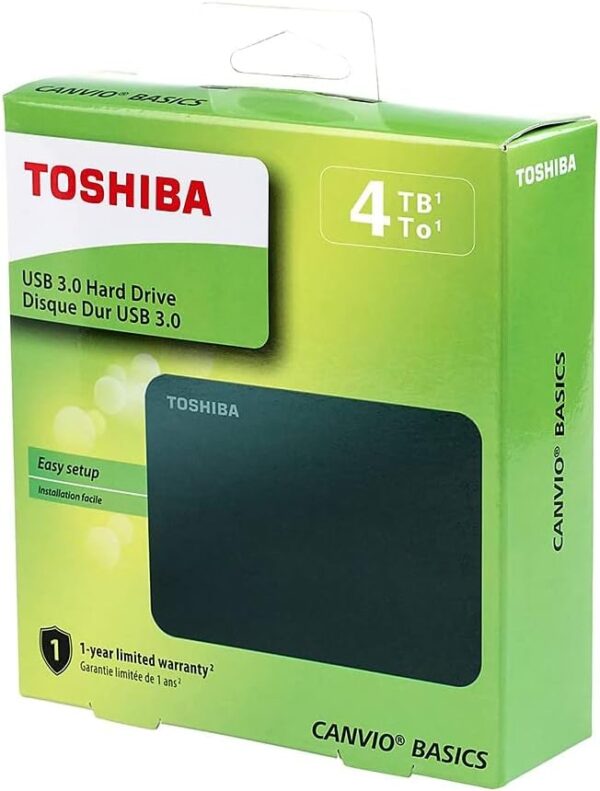 Toshiba Canvio Basics 4TB Portable External Hard Drive USB 3.0, Black - HDTB440XK3CA - Image 4