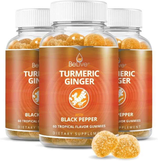 BeLive Turmeric Curcumin with Black Pepper & Ginger - 500 mg of Turmeric and Ginger Supplement for Immune Support, Healthy Skin, and Mobility - Tropical Flavor | 60 Count - Image 5