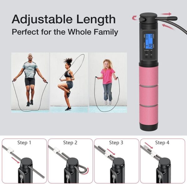 Jump Rope, H Handio Jump Rope with Counter, Workout Jumping Rope with Steel Ball Bearings, Adjustable Length Speed Skipping Rope for Men Women Kids Home Gym, Crossfit, Fitness Exercise - Image 6