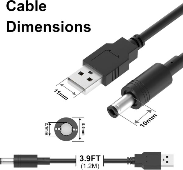 IBERLS USB to DC 5V Power Cable, Universal 5.5 x 2.1mm Charging Cord Camera MP3 MP4, with 10 Connector Plug Jack 5.5x2.5, 4.8x1.7, 4.0x1.7, 4.0x1.35, 3.5x1.35, 3.0x1.1, 2.5x0.7, Micro USB, Type-C - Image 3