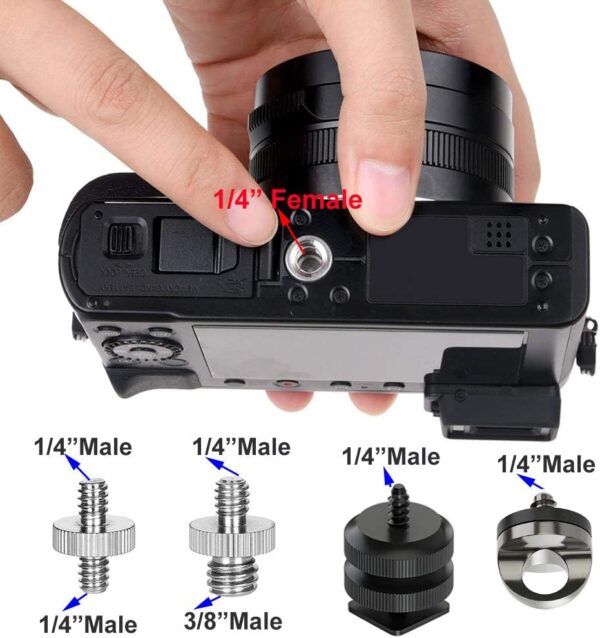 26PCS Camera Screws Mount Set 1/4 Inch and 3/8 Inch Threaded Converter Screws Adapter Flash Shoe Mount for DSLR Camera/Tripod/Monopod/Ballhead/Flash Light/Quick Release Plate - Image 2