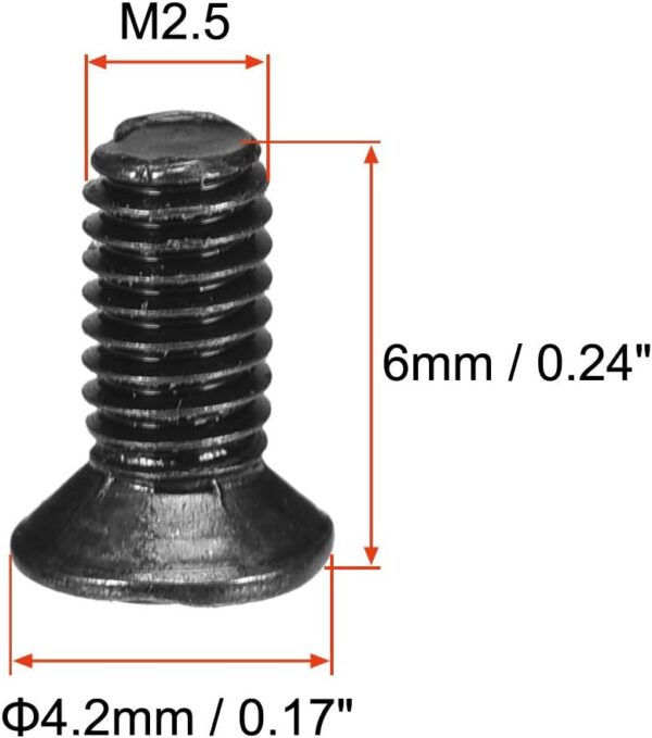 uxcell M2.5 x 6mm Phillips Screw Fasteners Black for Laptop PC TV Fan Switch 500pcs - Image 3