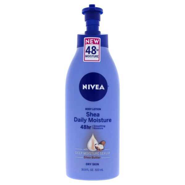 NIVEA Shea Nourish Body Lotion, 48-Hour Moisturizing Shea Butter Lotion for Dry Skin with Deep Nourishing Serum, 16.9 Fl Oz Pump Bottle