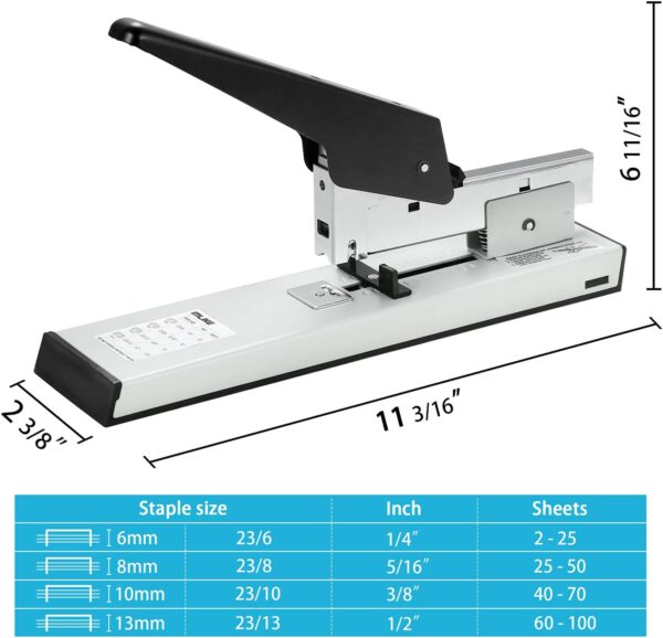 IMLIKE Heavy Duty Stapler with 2000 Staples: 100 Sheets High Capacity Office Stapler, Manual Big Stapler, Metal Large Stapler for Paper Binding, Include 23/8 & 23/13 Staples Each 1000PCS - Image 4