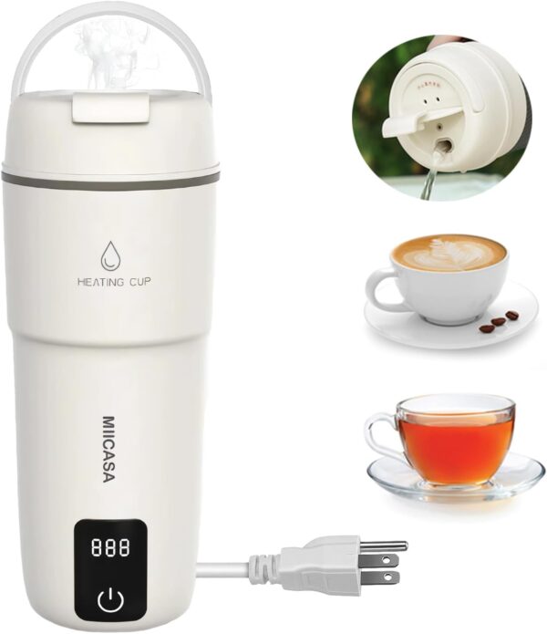 Electric Travel Kettle, Miicasa Portable Water Boiler with Temperature Control and LCD Display, Auto Shut-Off and Boil Dry Protection with Keep Warm Function, PBA free, 400ml Stainless Steel Kettle