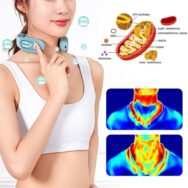 EMS Neck Acupoints Lymphvity Massager Device Electric Deep Tissue 3D Massage USB Charge 12 Modes Neck Lymphatic Massager for Women Men Gift (Blue) - Image 2