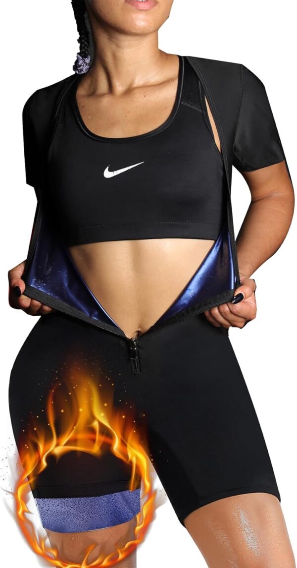 Sauna Suit For Women Weight Loss Sweat Vest Waist Trainers Belly Fat Workout 3 in 1 Full Body Control - Image 6