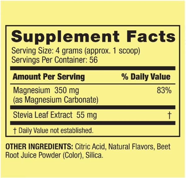 Spring Valley Magnesium Stress Support Powder Raspberry Lemon, 350mg, 8 oz - Image 2