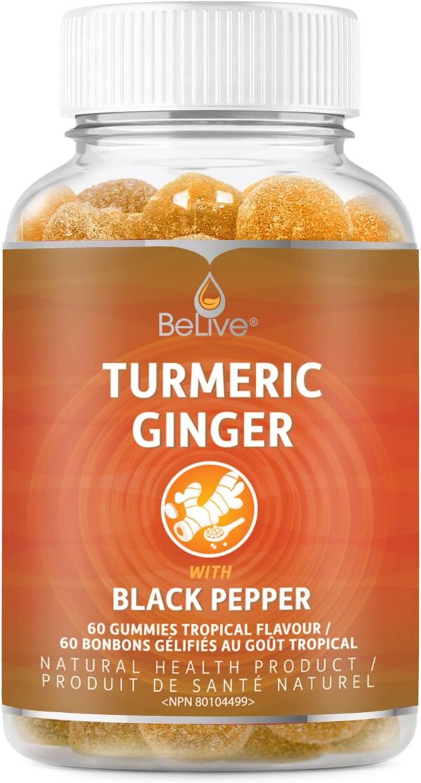 BeLive Turmeric Curcumin with Black Pepper & Ginger - 500 mg of Turmeric and Ginger Supplement for Immune Support, Healthy Skin, and Mobility - Tropical Flavor | 60 Count - Image 6