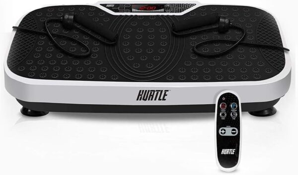 Hurtle Fitness Vibration Platform Machine - Home Gym Whole Body Shaker Exercise Machine Workout Trainer Fast Weight Loss w/Resistance Bands Easy Carry Wheel Remote Adjustable Speed