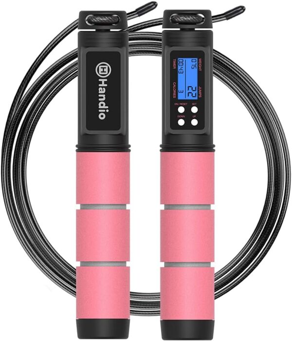 Jump Rope, H Handio Jump Rope with Counter, Workout Jumping Rope with Steel Ball Bearings, Adjustable Length Speed Skipping Rope for Men Women Kids Home Gym, Crossfit, Fitness Exercise