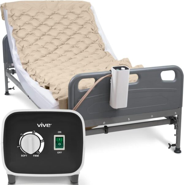 Vive Alternating Air Pressure Mattress Pad - The Original Bed Sore Prevention Solution - Hospital & Home Mattress Topper - Includes Waterproof, Heat Resistant Ulcer Cushion Pad & Whisper Quiet Pump