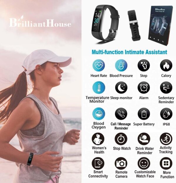 Fitness Tracker with Heart Rate Monitor/Step Counter/Calories, Activity Tracker Smart Watch Sleep Monitor IP68 Health Tracker Pedometer for Man Women - Image 2