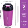 Travel Coffee Mug, 2 Pack 14 oz Vacuum Insulated Coffee Travel Mug Spill Proof with Lid and Straw, Reusable Coffee Tumbler for Keep Hot/Ice Coffee,Tea and Beer, Car Thermos Cup Gift - Image 6