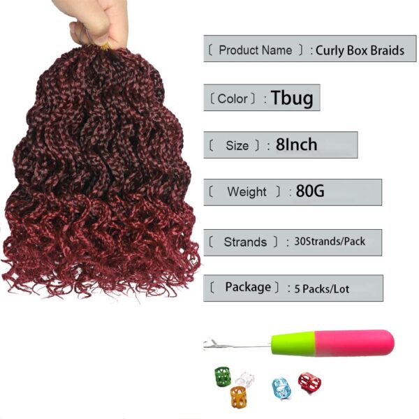 150 Strands Goddess Box Braids Crochet Hair Pre Looped 8Inch Curly Box Braids Crochet Braids Pre Braided Crochet Hair Pre Looped Box Braid Crochet Braids 5 Packs Wavy Crochet Braiding Hair for Women - Image 2