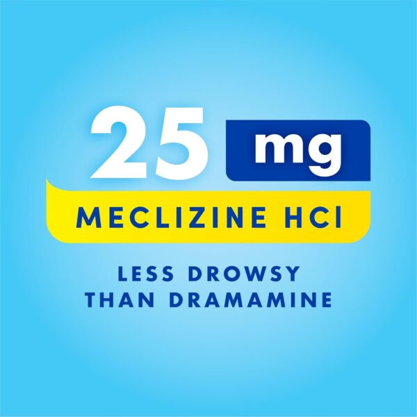 Bonine Non-Drowsy Motion Sickness Relief - 32 Chewable Tablets with Meclizine HCL 25mg - Non Drowsy Medicine for Nausea or Motion Sickness - Cruise Essentials - Raspberry Flavor - Image 4