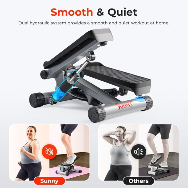 Sunny Health & Fitness Mini Steppers for Exercise at Home, Stair Step Workout Machine with Optional Resistance Bands, Full Body Cardio Equipment, Optional Free SunnyFit App Connection Smart Stepper - Image 4