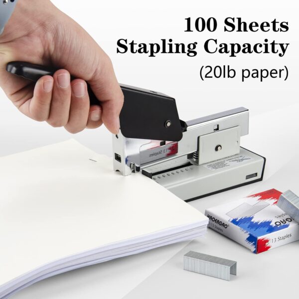 IMLIKE Heavy Duty Stapler with 2000 Staples: 100 Sheets High Capacity Office Stapler, Manual Big Stapler, Metal Large Stapler for Paper Binding, Include 23/8 & 23/13 Staples Each 1000PCS - Image 3