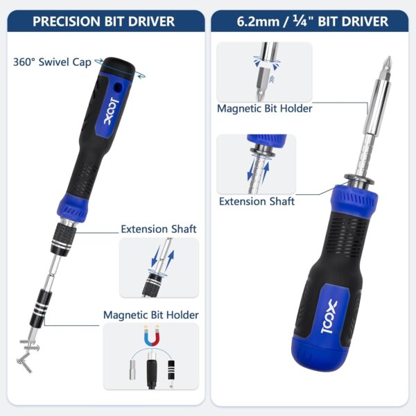 XOOL 200 in 1 Precision Screwdriver Kit, Electronics Repair Tool Magnetic Driver Kit with 164 Bits, Flexible Shaft, Extension Rod for Computer, iPhone, Laptop, PC, PS4, Xbox, Nintendo - Image 5