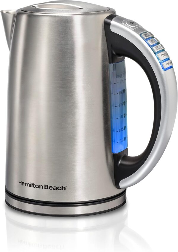 Hamilton Beach 1.7 Liter Temperature Control Electric Kettle, Water Boiler & Heater, Fast 1500 Watts, BPA Free, Cordless, Auto-Shutoff and Boil-Dry Protection, Stainless Steel (41020R)