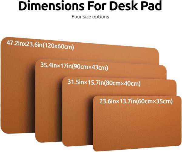 YSAGi Leather Desk Pad Protector, Office Desk Mat, Large Mouse Pad, Non-Slip PU Leather Desk Blotter, Laptop Desk Pad, Waterproof Desk Writing Pad for Office and Home (Brown, 47.2 - Image 4