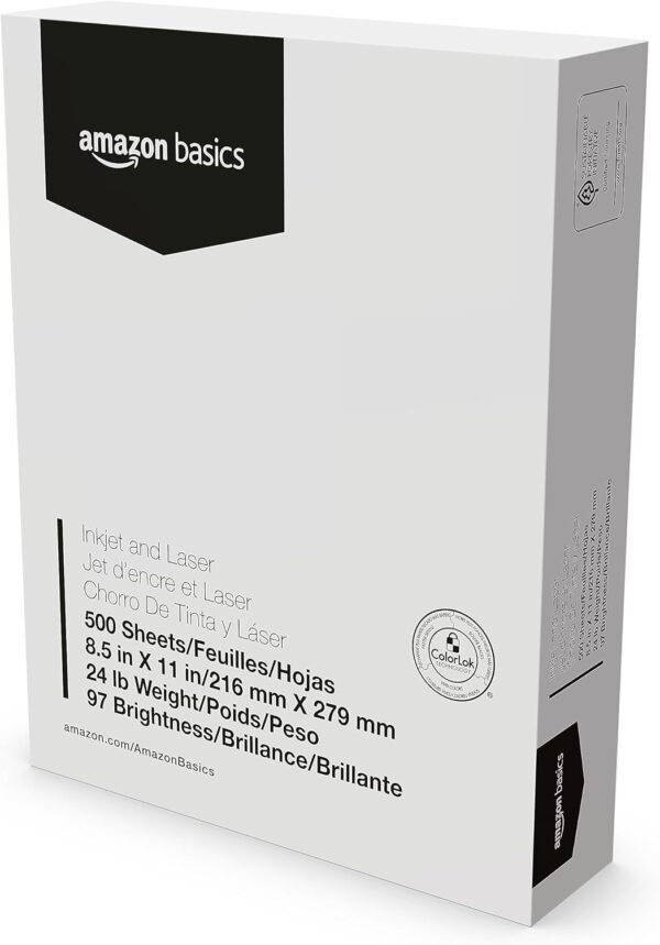 Amazon Basics Multipurpose Copy Printer Paper, 8.5-x-11-inch, 24lb, 1500 Sheets (3 Packs of 500), 97 Bright, White - Image 3