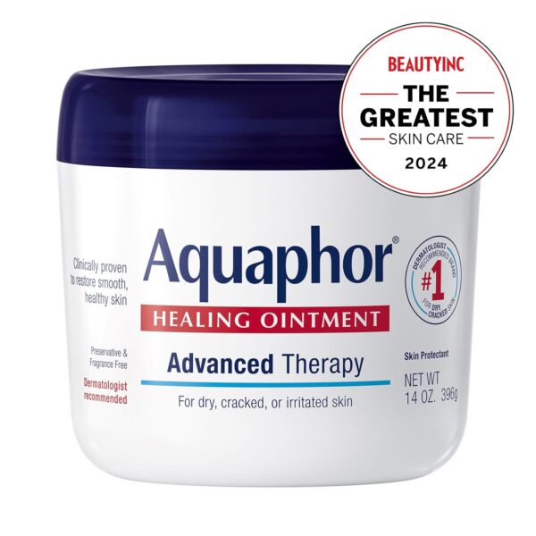 Aquaphor Healing Ointment, Advanced Therapy Skin Protectant, Dry Skin Body Moisturizer, Multi-Purpose Healing Ointment, For Dry, Cracked Skin & Minor Cuts & Burns, 14 Oz Jar - Image 2