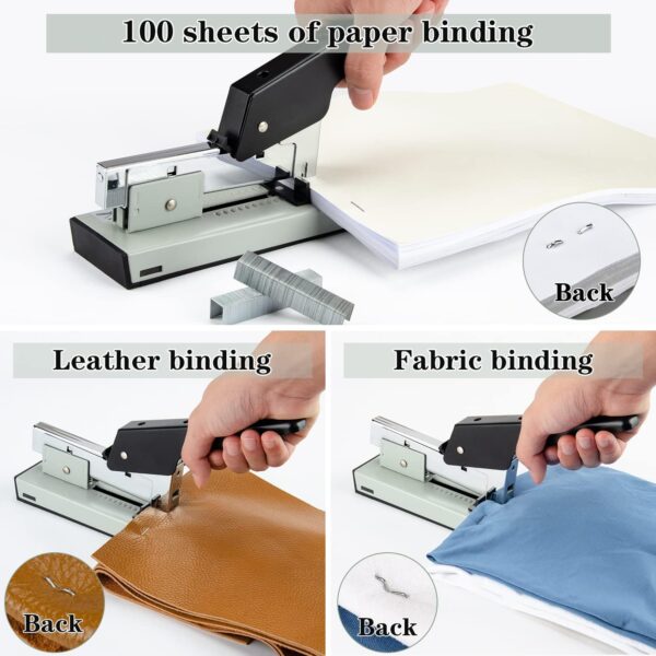 IMLIKE Heavy Duty Stapler with 2000 Staples: 100 Sheets High Capacity Office Stapler, Manual Big Stapler, Metal Large Stapler for Paper Binding, Include 23/8 & 23/13 Staples Each 1000PCS - Image 2