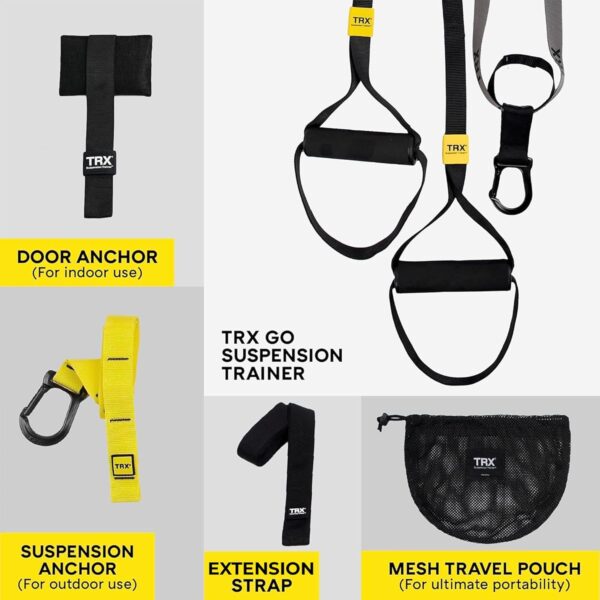 TRX GO Suspension Trainer System, Full-Body Workout for All Levels & Goals, Lightweight & Portable, Fast, Fun & Effective Workouts, Home Gym Equipment or for Outdoor Workouts, Grey - Image 6