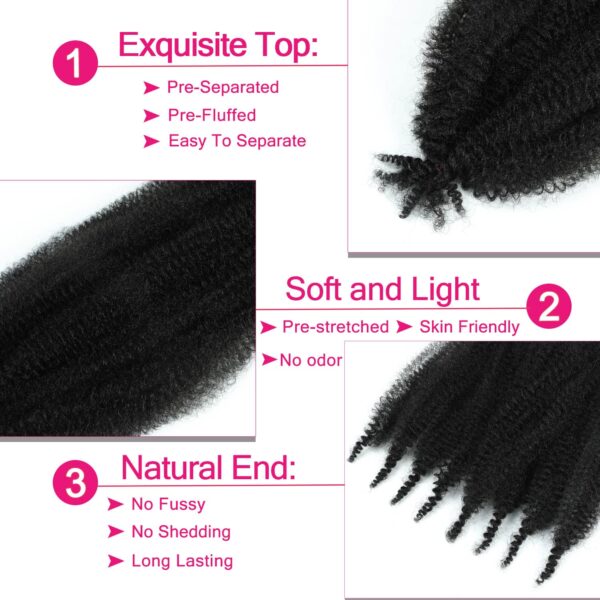 Afro Twist Hair 16 Inch 3 Packs, Springy Afro Twist Hair Pre Fluffed Spring Twist Hair Pre Stretched Wrapping Hair for Soft Locs Hair Extensions (16 Inch (Pack of 3), 1B#) - Image 3