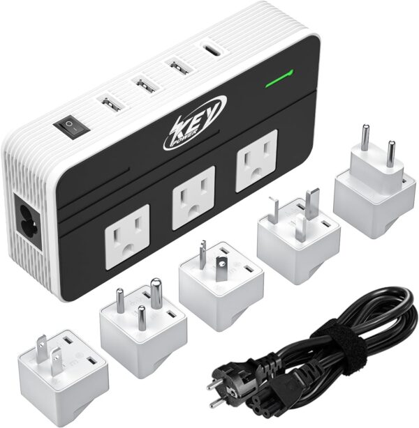 230-Watt Step Down 220V to 110V Voltage Converter & International Travel Adapter/Power Converter with USB-C Port 18W - [Use for USA Appliance Overseas in Europe, AU, UK, Ireland, etc.]