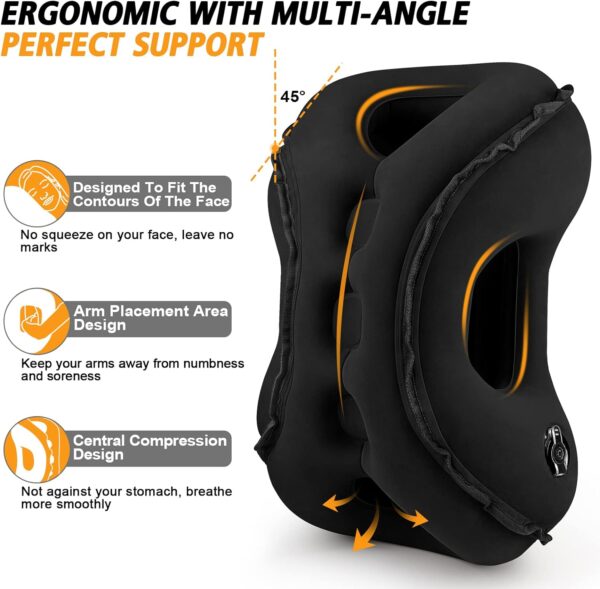 Inflatable Travel Pillow,Multifunction Travel Neck Pillow for Airplane to Avoid Neck and Shoulder Pain,Support Head,Neck,Used for Sleeping Rest, Airplane and Home Use,with Eye Mask, Earplugs, Black - Image 4