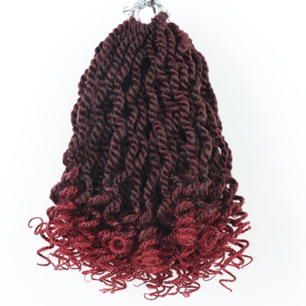 Short Burgundy Crochet Hair 6 Inch Wavy Senegalese Twist Crochet Hair 8 Packs Kinky Twist Crochet Hair Pre Looped Crochet Braids with Curly Ends (6 Inch,Tbug)