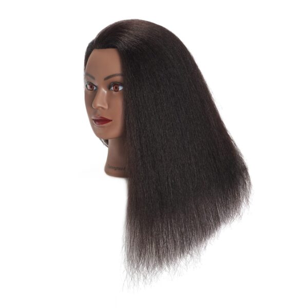 Traininghead 100% Real Hair Mannequin Head Training Head Cosmetology Doll Head Manikin Practice Head Hairdresser With Free Clamp Holder Female (Black Hair A) - Image 3