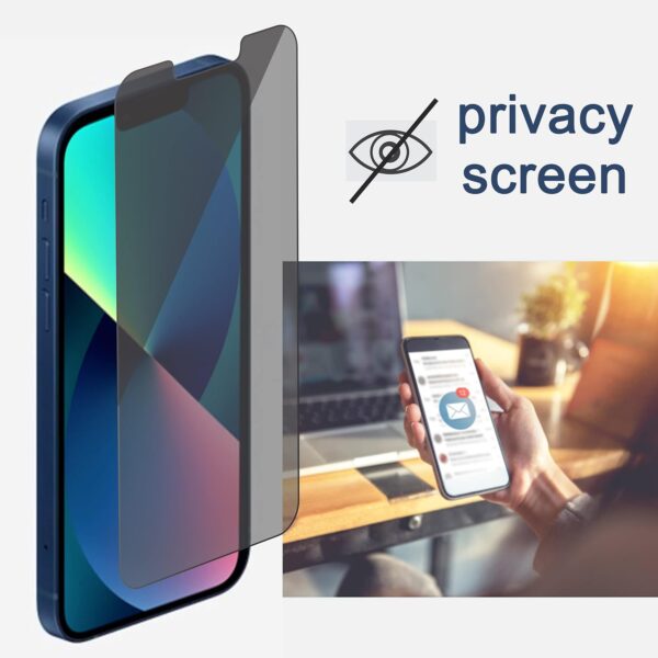 Ailun 2Pack Privacy Screen Protector for iPhone 13 [6.1 inch] + 2 Pack Camera Lens Protector, Anti Spy Private Tempered Glass Film,[9H Hardness] - HD [4 Pack] - Image 2