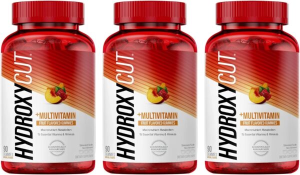 Hydroxycut Gummies (Pack of 3) - 99% Caffeine Free - Metabolize Carbs, Proteins & Fats - Includes 15 Essential Vitamins & Minerals - for Women & Men