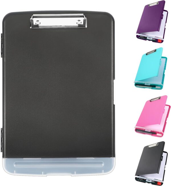 Clipboard with Storage, Large Capacity Nursing Clipboards with Low Profile Clip, Heavy Duty Plastic Storage Clipboard with Pen Holder, Side-Opening, Multifunctional Clipboard Case for Writing