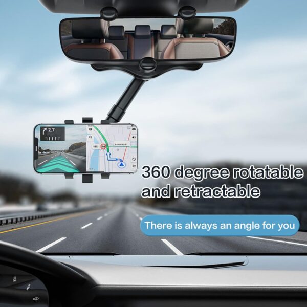 2022 New Rotatable and Retractable Car Phone Holder, Multifunctional 360° Rearview Mirror Holder for Car, Universal Vehicle Rear View All Mobile Phones (1PC) - Image 4