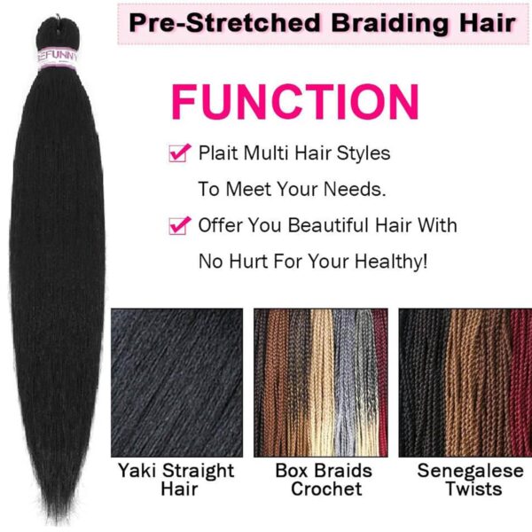 Pre Stretched Braiding Hair 8 Packs 24 Inch Professional Pre Stretched Crochet Hair For Human Braiding Or Twist Natural Black Yaki Perm Straight Synthetic Hair Extension For Women(24 - Image 4