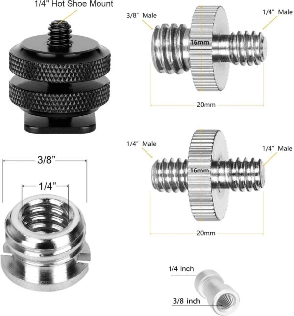 Camera Mount Screw,ChromLives 1/4 to 3/8 Tripod Screw Adapter,1/4 to 1/4 Screw,3/8-20 Converter Thread Screw Adapter,Camera Hot Shoe Mount Adapter to 1/4 for Camera Monopod,Ballhead Flash Light,22Pack - Image 2