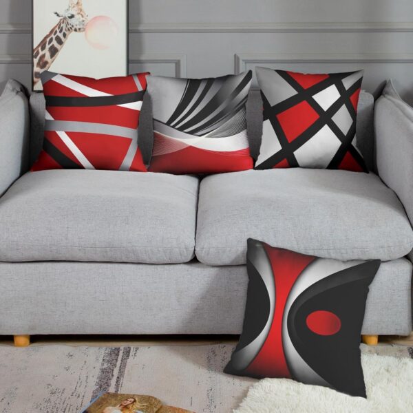 Emvency Set of 4 Throw Pillow Covers Modern Abstract Red Stripes Gray Black White Acrylic Bold Grey Decorative Pillow Cases Home Decor Square 24x24 Inches Pillowcases - Image 4