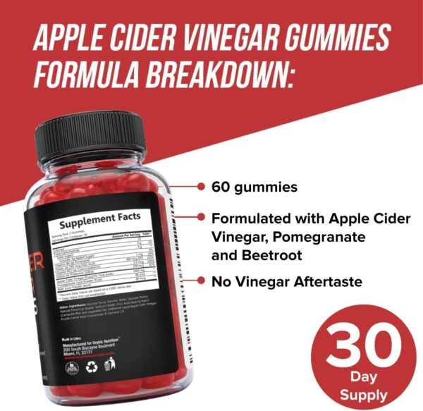 Apple Cider Vinegar Gummies - 1000mg - Formulated to Support Normal Energy Levels & Gut Health - Supports Digestion, Detox & Cleansing - ACV Gummies W/VIT B12, Beetroot (120 Gummies) - Image 4