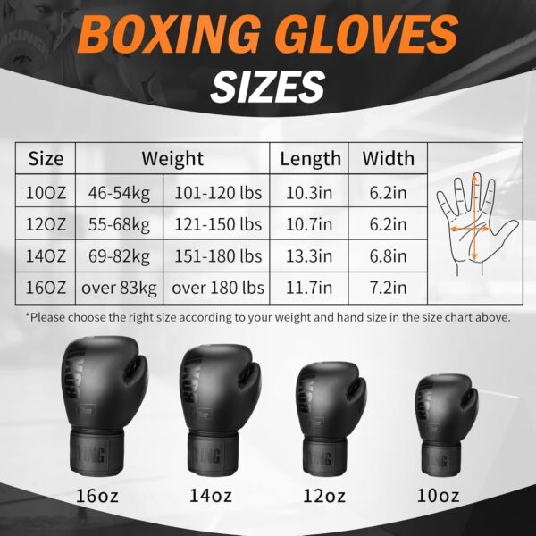 FIVING Boxing Gloves for Men and Women Suitable for Boxing Kickboxing Mixed Martial Arts Muay Thai MMA Heavy Bag Training - Image 3