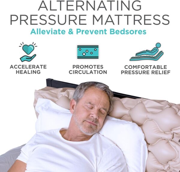 Vive Alternating Air Pressure Mattress Pad - The Original Bed Sore Prevention Solution - Hospital & Home Mattress Topper - Includes Waterproof, Heat Resistant Ulcer Cushion Pad & Whisper Quiet Pump - Image 2