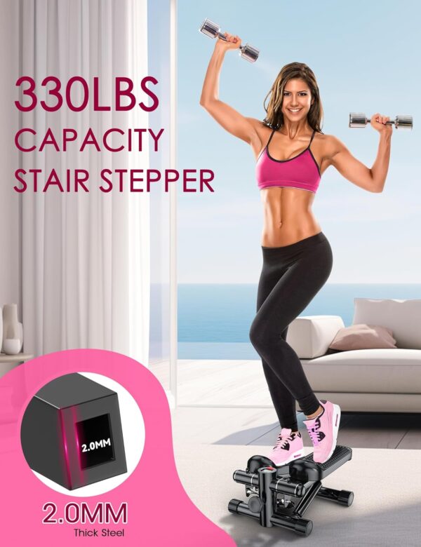 Steppers for Exercise at Home, KitGody Mini Stepper with Resistance Bands, Portable Stair Stepper for Home 330LBS Capacity, Adjustable Height Fitness Stepper Machine - Image 6