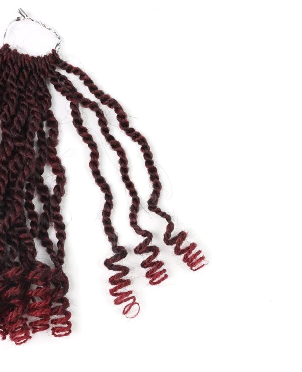 Short Burgundy Crochet Hair 6 Inch Wavy Senegalese Twist Crochet Hair 8 Packs Kinky Twist Crochet Hair Pre Looped Crochet Braids with Curly Ends (6 Inch,Tbug) - Image 5