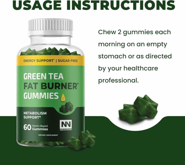 Nobi Nutrition Green Tea Fat Burner Gummies for Weight Loss | Metabolism Boost & Appetite Suppressant with Green Coffee Bean Extract & Garcinia Cambogia | Pills to Burn Belly Fat for Women & Men - Image 6