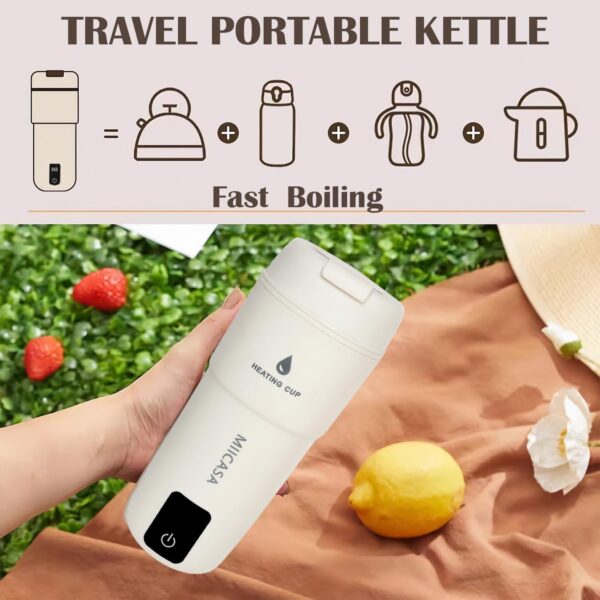 Electric Travel Kettle, Miicasa Portable Water Boiler with Temperature Control and LCD Display, Auto Shut-Off and Boil Dry Protection with Keep Warm Function, PBA free, 400ml Stainless Steel Kettle - Image 2