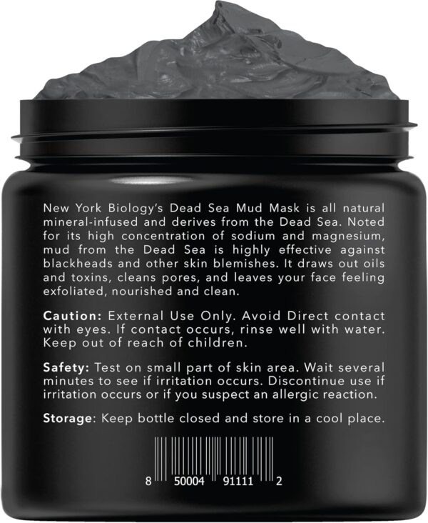 New York Biology Dead Sea Mud Mask for Face and Body - Spa Quality Pore Reducer for Acne, Blackheads & Oily Skin, Natural Skincare for Women, Men - Tightens Skin for A Healthier Complexion - 8.8 oz - Image 3