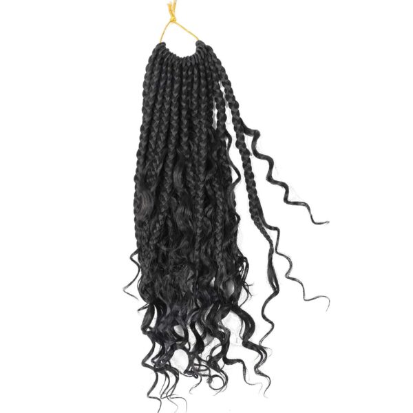 LMZIM 12 Inch Boho Box Braids Crochet Hair Bohomian Crochet Box Braids Curly Ends 8 Pack 3X Crochet Braids Synthetic Braiding Hair Extension Black (12inch (pack of 8) 1B, 1B) - Image 3